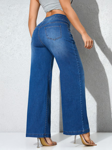 Vente en gros des dernières tendances européennes et américaines : pantalons larges pour femmes, pantalons en jean amples à taille élastique pour 2026 - Product Image 4