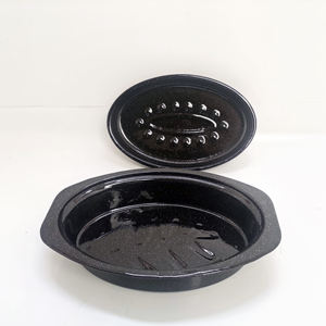 Sartén ovalada pequeña para asar de 13 pulgadas con tapa abovedada Sartenes para asar de metal esmaltado para pavo, pollo, cordero, verduras - Product Image 3