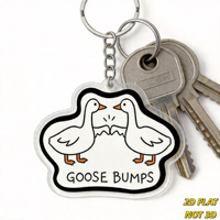 Porte-clés en acrylique Goose Bumps, design d'oie amusant, porte-clés léger et original, petit