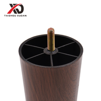 Pieds de canapé en plastique personnalisables XUDAN avec finition grain de bois par transfert thermique, plusieurs hauteurs, goujons filetés, fourniture OEM ODM