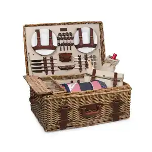 Hoge Kwaliteit Rieten Picknickmand Set 4 Persoon Met Kaasplank