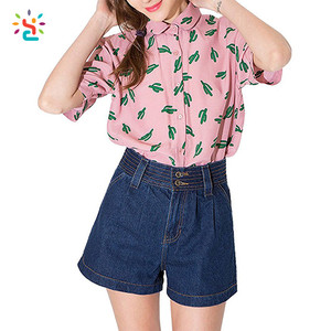 Blusa de Mujer Estilo Y2K con Cuello Peter Pan, Estampado de Cactus, <span class=keywords><strong>Manga</strong></span> <span class=keywords><strong>Corta</strong></span>, Bordado y Decoración Tie Dye - Product Image 3
