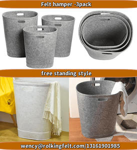 Eco Friendly Round Grey Small Medium Big Felt Basket <b>Stackable</b> <b>Storage</b> Bins for Dirty Clothes - Product Image 6