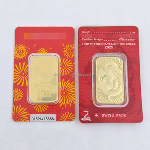 Chinese dierenriem draken slang Zwitserland 1oz metaal ambachtsgeschenk bullion ingots verguld staafje met blisterverpakking - Product Image 1
