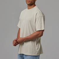 Kaos Mock Neck Pria Oversized Relaxed Fit 100% Katun Jersey Tebal Kaos Custom Logo Longgar Streetwear untuk Pria