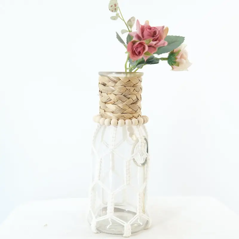Vas kaca dekoratif Twine Woven rumah Bar dekorasi meja sederhana gaya atmosfer vas indah