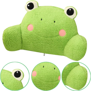 Oreiller de soutien dorsal de lecture en forme de grenouille verte mignonne de dessin animé à <span class=keywords><strong>gros</strong></span> yeux, <span class=keywords><strong>coussin</strong></span> de siège de <span class=keywords><strong>lit</strong></span> <span class=keywords><strong>pour</strong></span> garçons et filles, oreiller en polaire de coton grenouille - Product Image 3