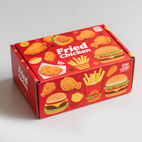 Caja de papel de embalaje de cartón corrugado con forma de casa y Asa de grado alimenticio con diseño impreso personalizado, cajas de pollo frito