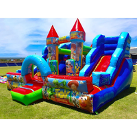 Château gonflable de location pour fêtes, en PVC, motif dessin animé, avec toboggan, pour extérieur ou intérieur
