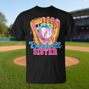 T-shirt Baseball Sister avec motif de gouttelettes de crème glacée, cadeau pour grande sœur - Product Image 3