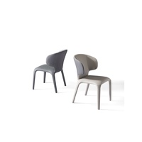 Chaise de salle à manger moderne en microfibre et cuir PU gris mat avec pieds en métal, chaises rembourrées et capitonnées