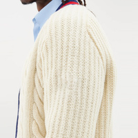 Oem Pull personnalisé en tricot torsadé à rayures Web Cardigan en laine 100% Designer Knit Vintage Men's College Style Striped Jacquard Sweater