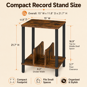 Étagère de rangement latérale en bois pour disques vinyles, meuble de tête de lit à 2 niveaux, du meilleur fabricant - Product Image 3
