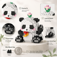 12 styles de blocs de construction micro Panda, mini briques d'animaux mignons, jouet d'assemblage DIY, décoration de bureau à collectionner, cadeau pour enfants
