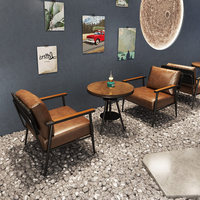 Ensemble de bar de style industriel pour usage commercial, cafés, table et chaises en acier, ensemble de meubles de loisirs, décoration de bar vintage