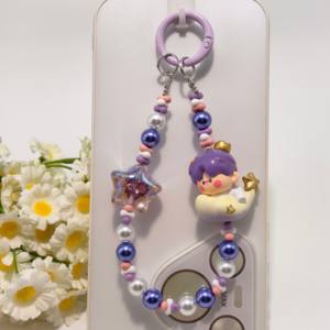 Cordino Ufficiale Serie 'Goodnight Starry Sky' con Charm a Nuvola e Perle Forate, Lunghezza 16cm, per Telefono e Borsa - Product Image 2
