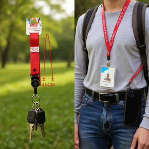 Cordon accessoire Ilan 2,5x45 cm rouge pour téléphone, clé, carte d'identité - Product Image 3