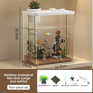 Bureau-<span class=keywords><strong>aquarium</strong></span>, klein, verdikt, alles-in-één, zoetwater betta-viskom met hydroponische kweekbak voor op het bureau - Product Image 6