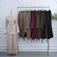 Ensemble 2 pièces de mode modeste MEXIZO : Abaya décontractée à manches longues et pantalon avec ceinture latérale, tenue Abaya pour femmes musulmanes, fourniture ODM