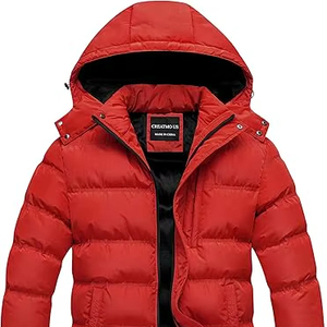 Blouson en cuir d'hiver pour homme avec col montant, fermeture éclair, tissu respirant, épaisseur personnalisable, service OEM frontal - Product Image 1