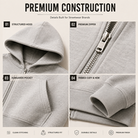Fabricant de sweats à capuche zippés personnalisés 600 g/m² épais, unisexe, coupe ample, style streetwear, entièrement zippés, marque privée, OEM