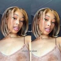 Perruques Lace Front les plus vendues pour femmes africaines, courtes, lisses, style bob, brun blond, fibres résistantes à la chaleur