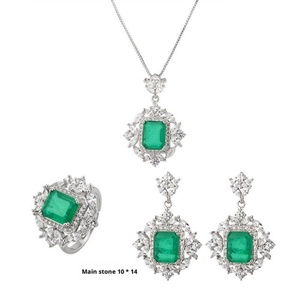 Intricate Eco-friendly Copper Vintage Emerald Green Zircon Earings and Necklace <b>Ring</b> <b>Set</b> Retro Flower Jewelry <b>Set</b> for <b>Women</b> - Product Image 1
