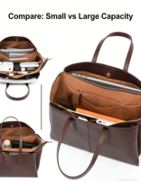 Sac fourre-tout en PU marron grande capacité avec logo personnalisé 2026, sac à bandoulière décontracté et imperméable pour femme