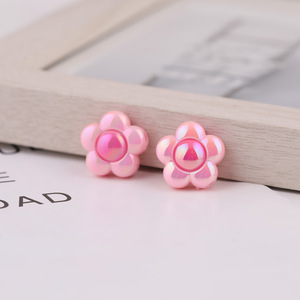 Floral Plated Acrylic Beads 8mm Flower Shape Color Random for <b>Bracelet</b> Making DIY Jewelry Accessories - Product Image 3