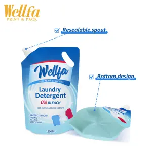 Fabricante personalizado mango impreso detergente en polvo Stand Up Spout bolsa lavavajillas líquido embalaje bolsa jabón recarga Doypack