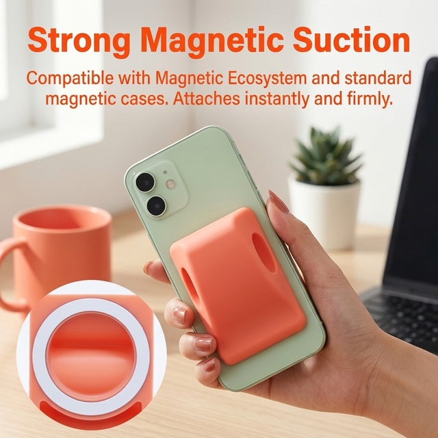Magnetic Silicone Phone Grip Ring Stand with Manual Clip for iPhone 16/15/14/13/12 Pro Max 2-in-1 Desk Holder for Video & Selfie