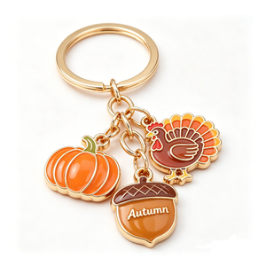 Llavero de Aleación de Zinc con Dijes de Pavo, Calabaza y Bollo, Estilo de Dibujos Animados, Regalo de Recuerdo para Acción de Gracias - Product Image 2