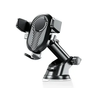 Support de téléphone portable pour voiture à ventouse, décor en fibre de carbone, support de téléphone à verrouillage automatique 360° °   Support rotatif pour pare-brise et tableau de bord - Product Image 4