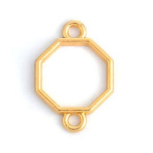 จี้หกเหลี่ยมวินเทจแบบเปิดด้านหลัง ตัวเชื่อมแบบดับเบิ้ลบอลลี่เบเซล เงินแท้ชุบทอง ประดับหยกเขียว ของขวัญวันเกิด - Product Image 1