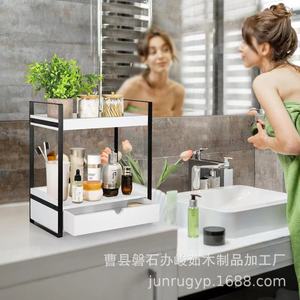 Wooden Cosmetic Storage Rack With Drawer Double Layer Bathroom Countertop Organizer - Product Image 5