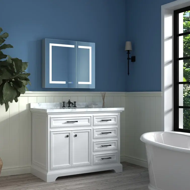 거실 홈 장식 욕실 메이크업 거울 울트라 클리어 메이크업 철 거울 프레임 직사각형 거울 간단한 스타일