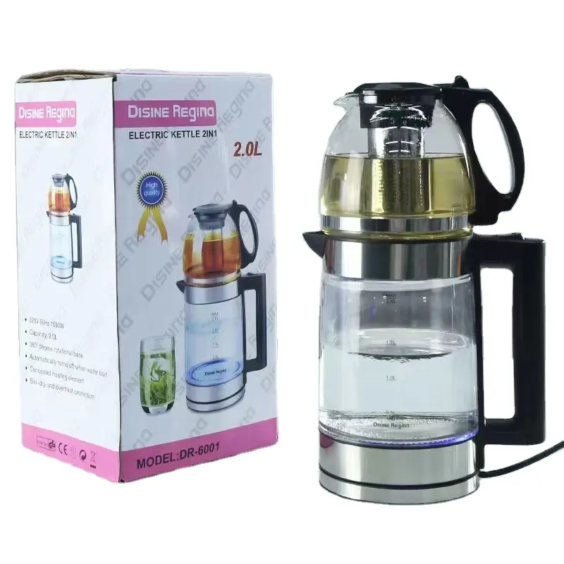 DISINE REGINA elettrodomestici da cucina bollitore per lettere bollitore elettrico in vetro borosilicato alto può far bollire rapidamente l'acqua.