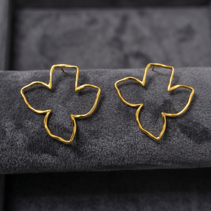 Classic 18K <b>Gold</b> Plated Brass Drop <b>Earrings</b> Unisex Uneven Heart Pattern Copper Dangle Party Ramavati Gems Made in India - Product Image 2