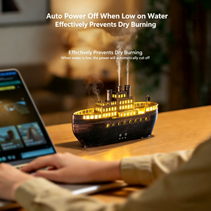 Diffuseur d'arômes créatif en forme de bateau de croisière, humidificateur ultrasonique, diffuseur d'huiles essentielles en forme de méduse avec lumière LED colorée - Product Image 4