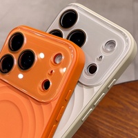 Coque de téléphone magnétique en silicone effet vague d'eau tendance pour iPhone 17 15 16 Pro Max avec film de protection d'objectif en verre antichoc
