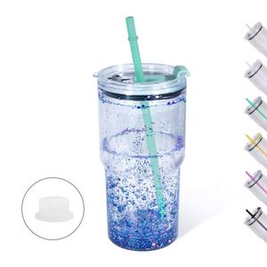 Nouveauté : Gobelet isotherme double paroi en plastique dégradé givré de 40 oz avec poignée pour smoothies et milkshakes - Product Image 1