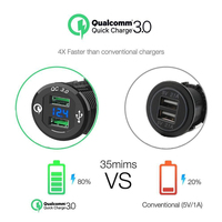 Adaptateur de voiture standard d'origine double QC3.0 Ports USB chargeur de voiture rapide avec voltmètre numérique à LED