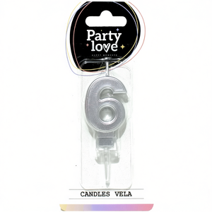Candela Numero 6 in Argento per Feste, Candele di Compleanno da 4,5 Cm, Vela - Product Image 2