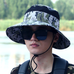 Camouflage Fisherman <b>Hat</b> Wide Brim Breathable UV Protection Outdoor Sun <b>Hat</b> For <b>Men</b> Fishing <b>Summer</b> - Product Image 3