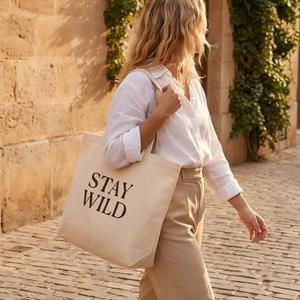 Reusable Customized Letter Logo Printed Shopping Cotton <b>Canvas</b> Active Lifestyle Tote <b>Bag</b> For Gym - Product Image 1