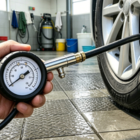 Tire Pressure Gauge 0-60PSI for Auto Shop, Brass Connection, Plastic Casing, 2.5% Accuracy Durable