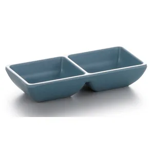 Factory wholesale price 6 inch Korean style divided sky blue restaurant sauce dish