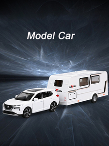 Modellino in Scala 1:32 di <span class=keywords><strong>Nissan</strong></span> X-Trail SUV con Rimorchio, Ruote Mobili, Colore Bianco/Nero, Giocattolo per Bambini con Funzione Pull-Back - Product Image 2