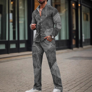 Elegante e Attraente Completo Casual da Uomo in Due Pezzi: Camicia a Maniche Lunghe e Pantaloni, Perfetto per Appuntamenti, Feste e Matrimoni ODM - Product Image 3