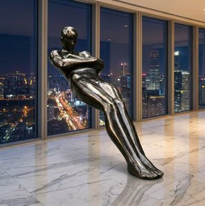 Sculpture en bronze personnalisée, grande statue abstraite moderne de figure humaine, art métallique poli pour galerie, hall d'hôtel, villa, décoration de jardin - Product Image 3